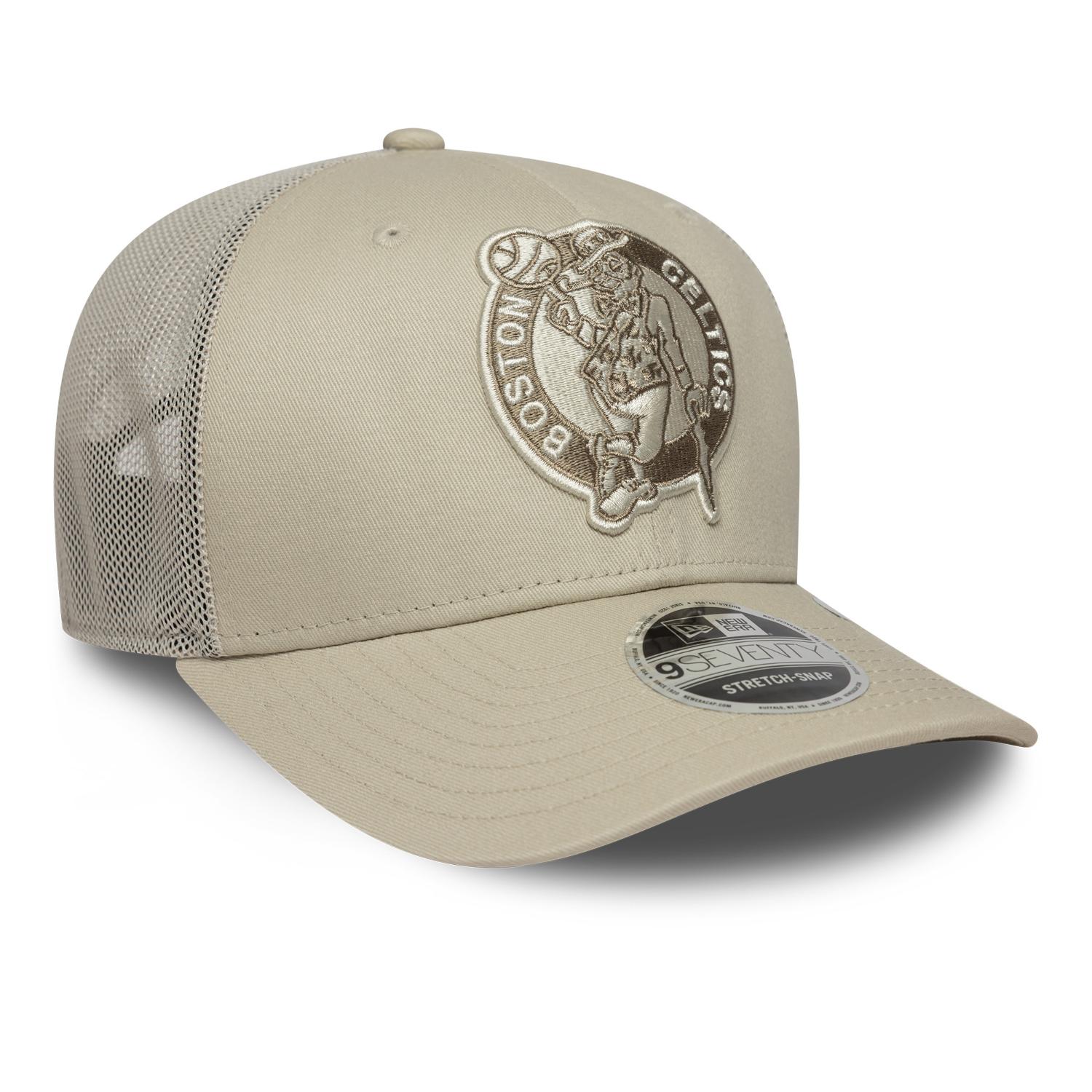 Boston Celtics New Era 9SEVENTY Stretch Snap Tonal Trucker NBA Cap Beige