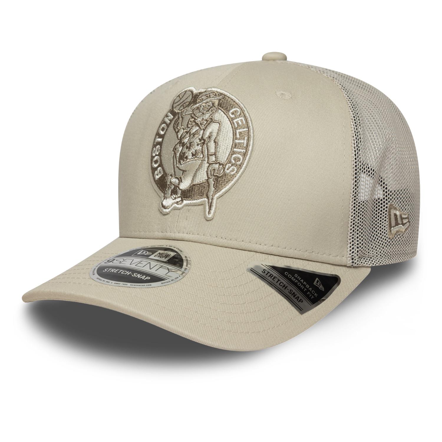 Boston Celtics New Era 9SEVENTY Stretch Snap Tonal Trucker NBA Cap Beige