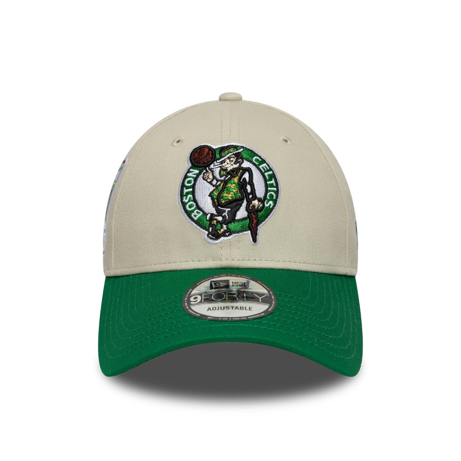 Boston Celtics New Era Contrast Patch 9FORTY Verstellbare NBA Cap Beige