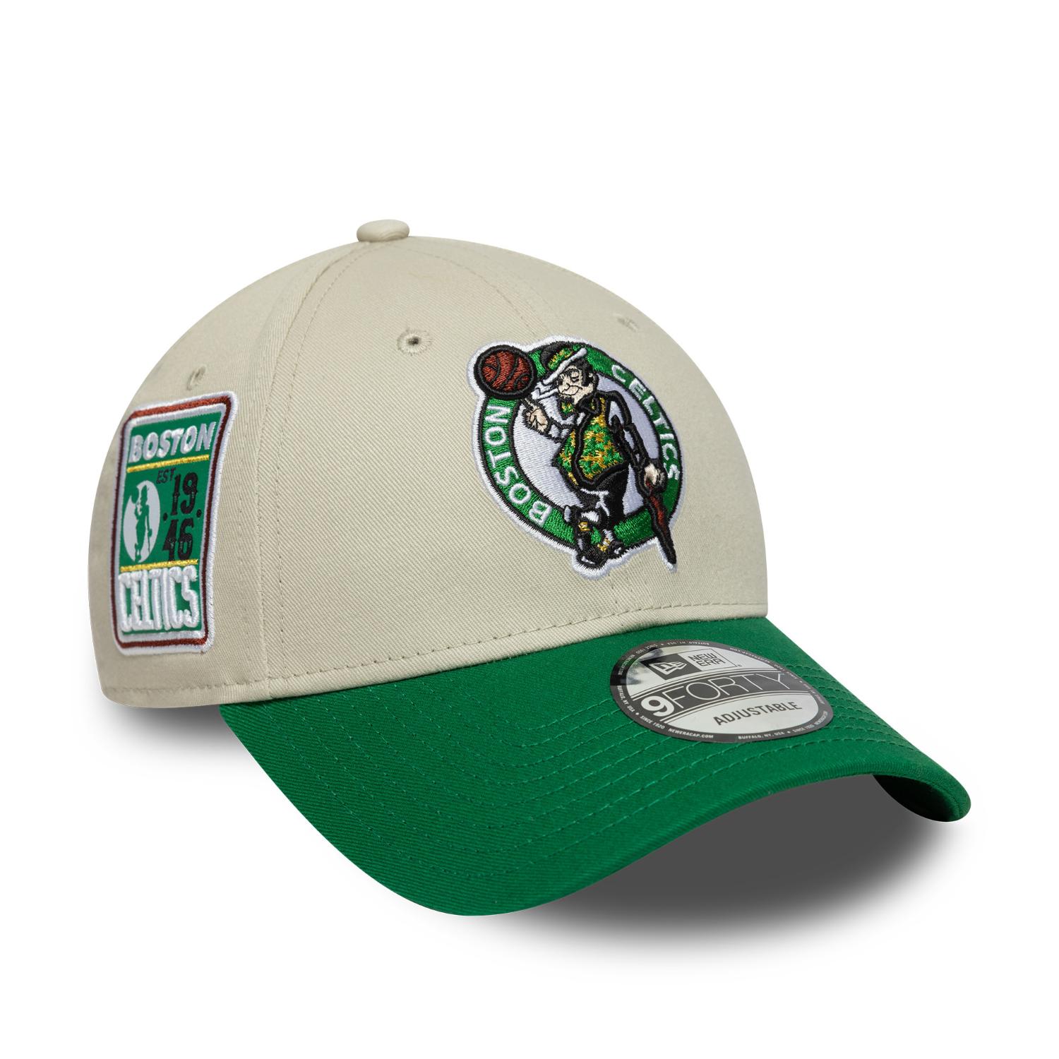 Boston Celtics New Era Contrast Patch 9FORTY Verstellbare NBA Cap Beige