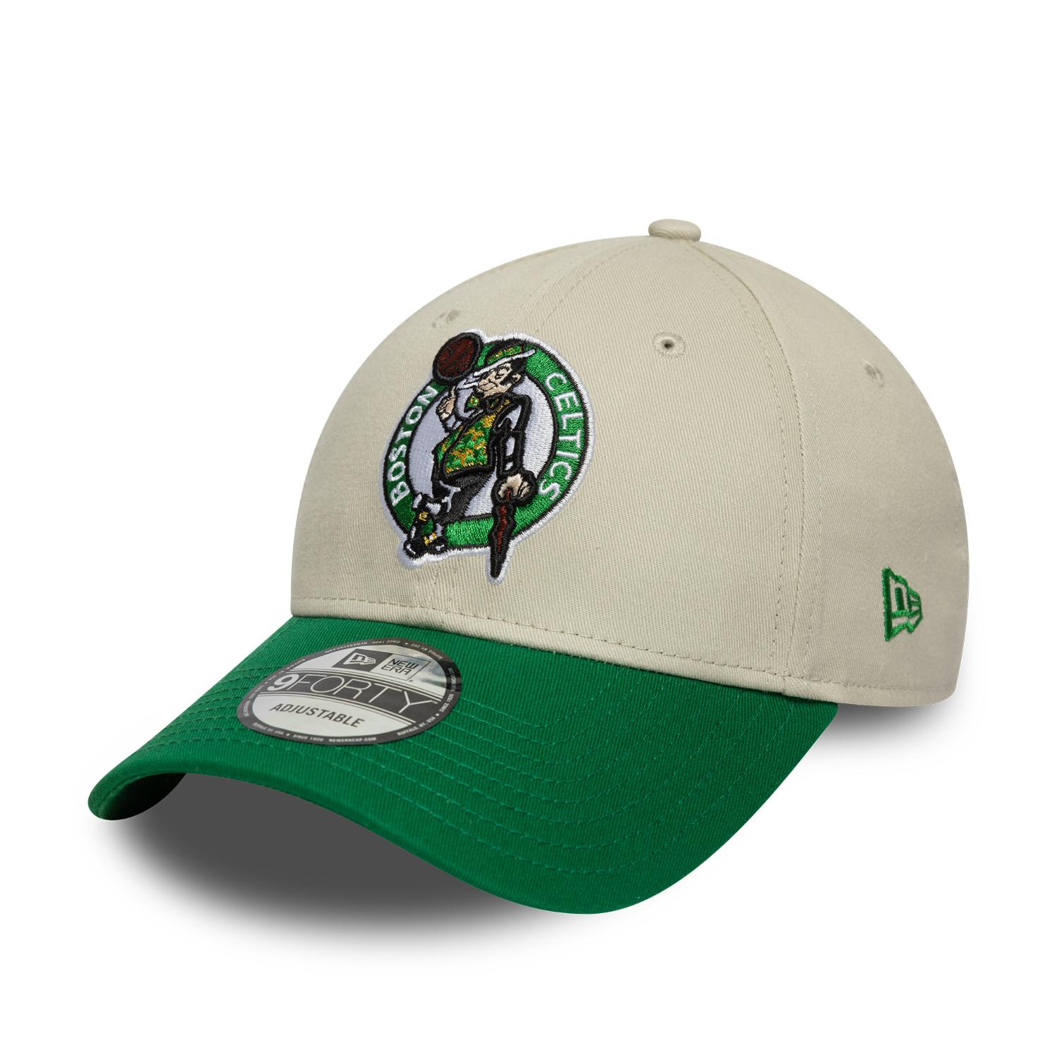 Boston Celtics New Era Contrast Patch 9FORTY Verstellbare NBA Cap Beige