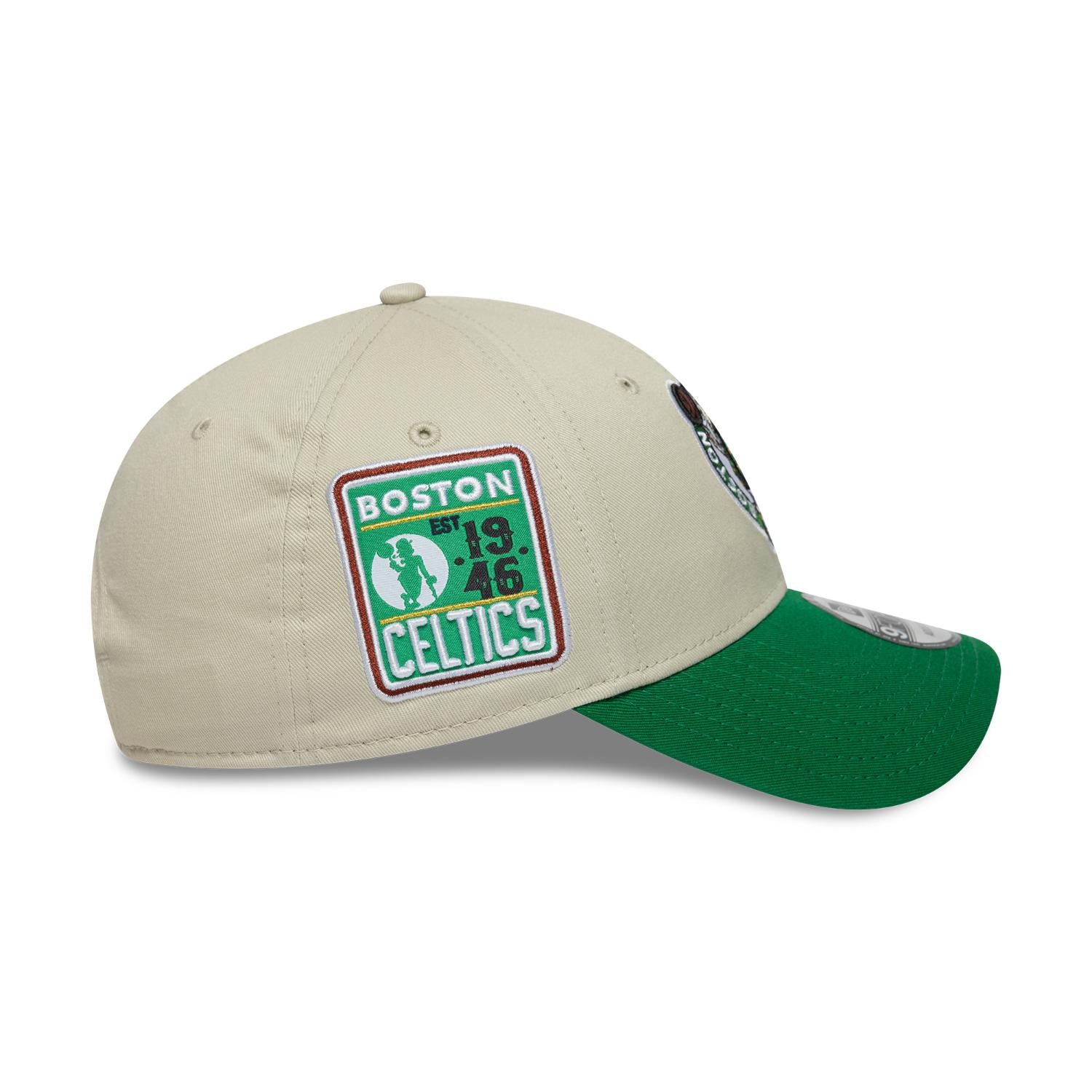 Boston Celtics New Era Contrast Patch 9FORTY Verstellbare NBA Cap Beige