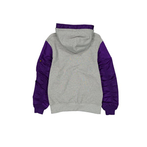Graue NBA Los Angeles Lakers Jacke von New Era, Ma-1 Fleece Jacke mit Reißverschluss, sportliches, warmes Design