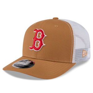 Neue Era Boston Red Sox 9SEVENTY Trucker Cap in Beige mit Stretch-Snap-Verschluss, MLB-Design, sportlicher Baseball-Cap