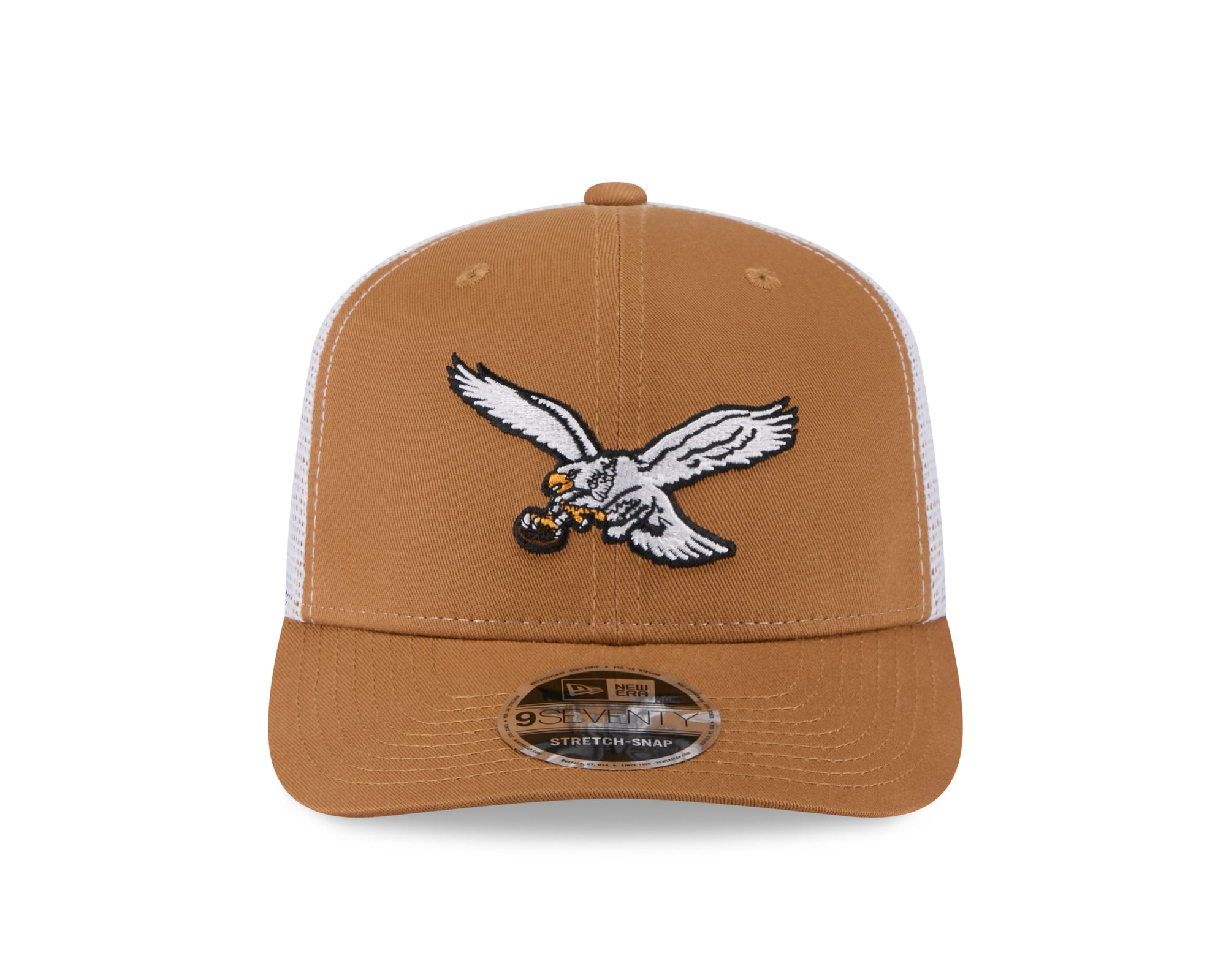 Neue Era Philadelphia Eagles Vintage Logo Trucker Cap, beige, 9SEVENTY Stretch-Snap, NFL, sportliche Baseball Cap, stylisch und bequem