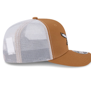 Neue Era Cap mit Vintage Philadelphia Eagles Logo, 9SEVENTY Stretch-Snap Trucker, beige, seitliche Ansicht