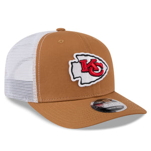 Neue Era Kansas City Chiefs 9SEVENTY Trucker Cap in Beige, mit Schnappverschluss und gestrecktem Design