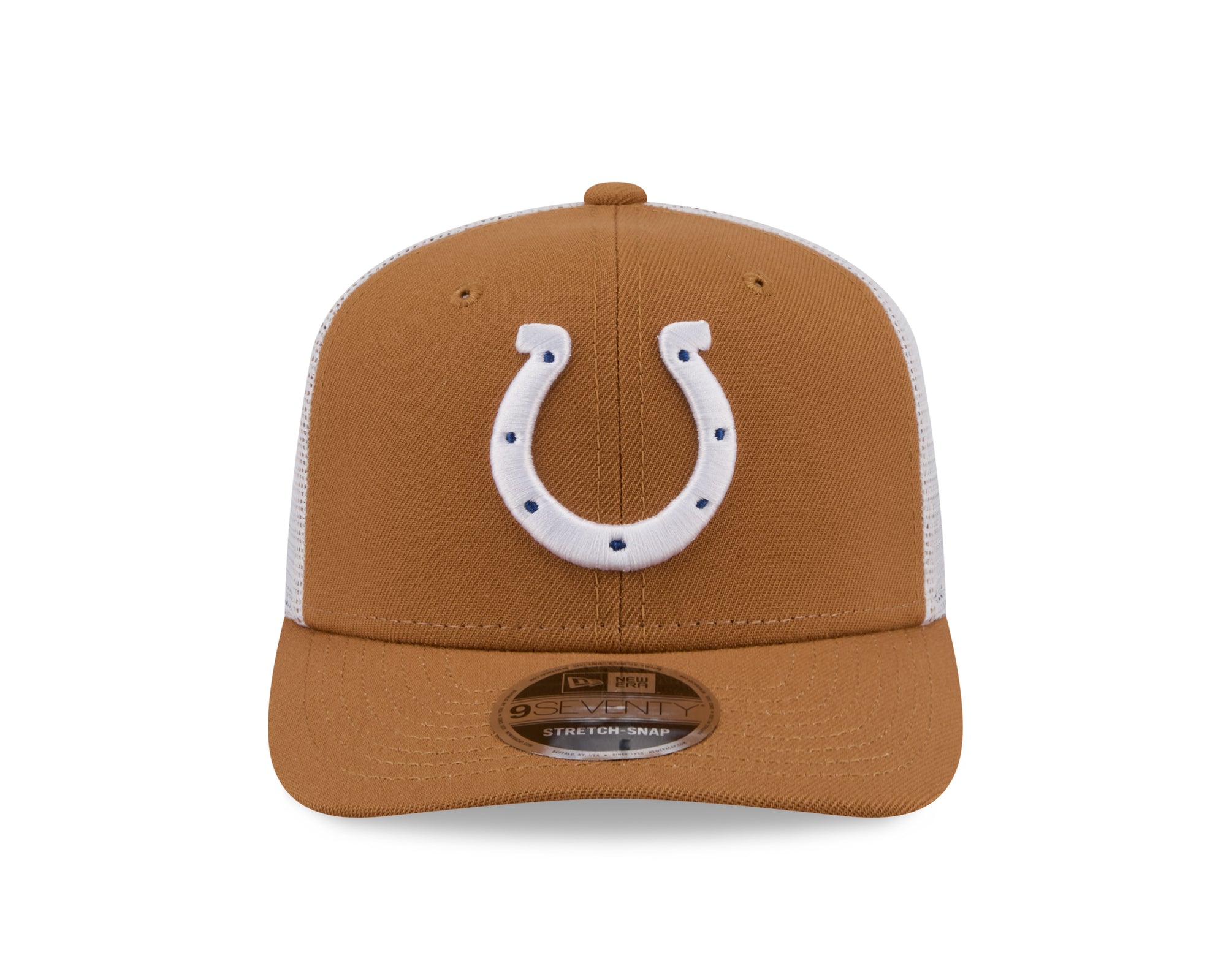 Beige NFL Cap von NEW ERA, 9SEVENTY Stretch-Snap Trucker, mit Indianapolis Colts Logo, atmungsaktives Trucker-Design