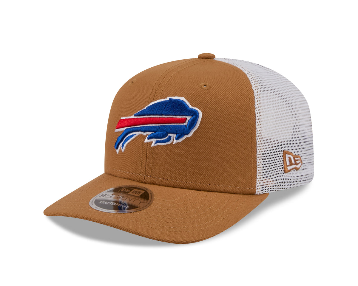 Neue Era Buffalo Bills 9SEVENTY Stretch-Snap Trucker Cap in Beige, mit NFL-Logo und Mesh-Design