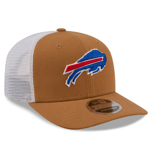 Neue Era Buffalo Bills 9SEVENTY Trucker Cap in Beige mit Stretch-Snap, NFL-Logo auf der Vorderseite, atmungsaktives Mesh-Design
