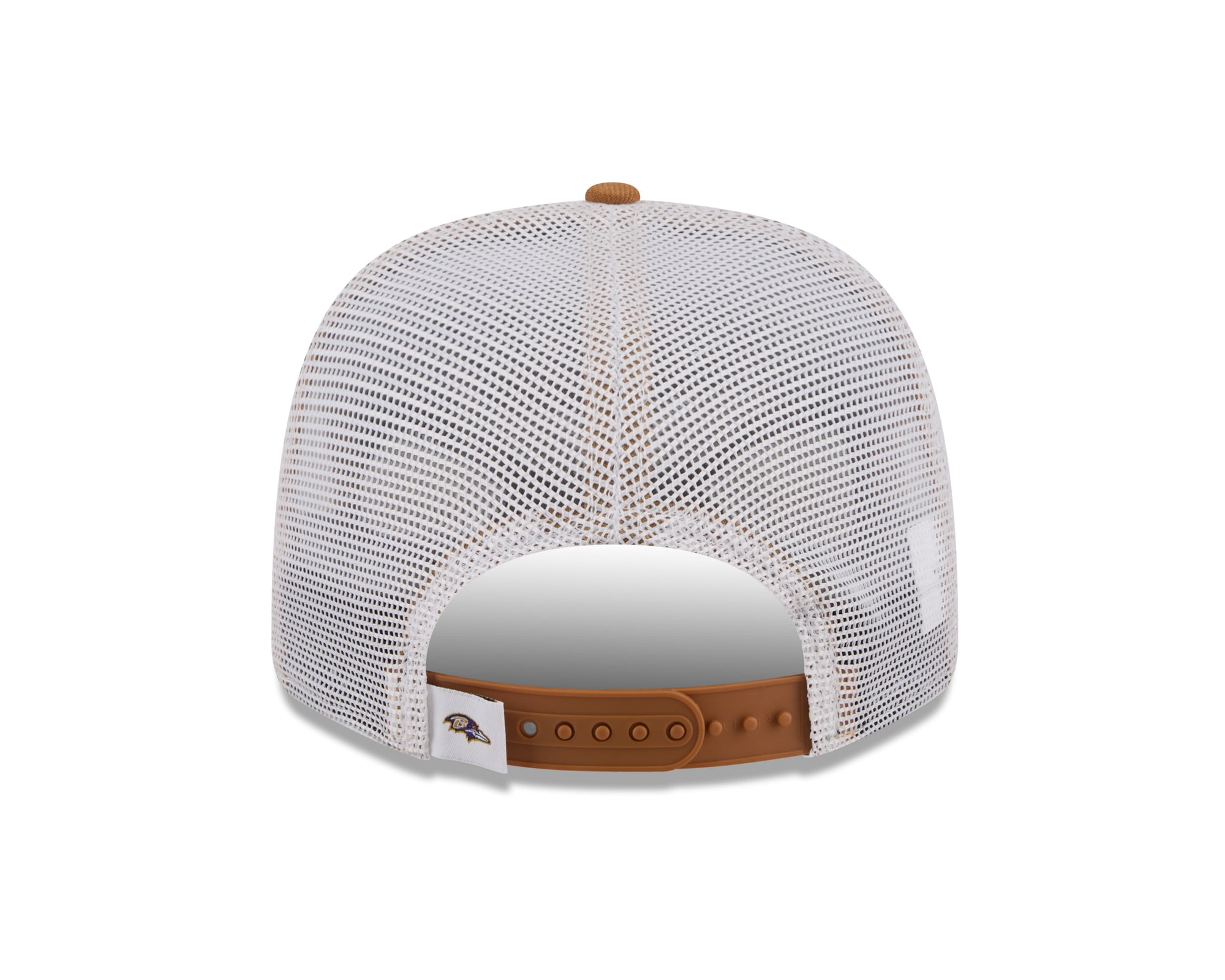 Baltimore Ravens New Era 9SEVENTY Stretch-Snap Trucker Cap in Beige, mit NFL-Logo, Mesh-Back und verstellbarem Snapverschluss