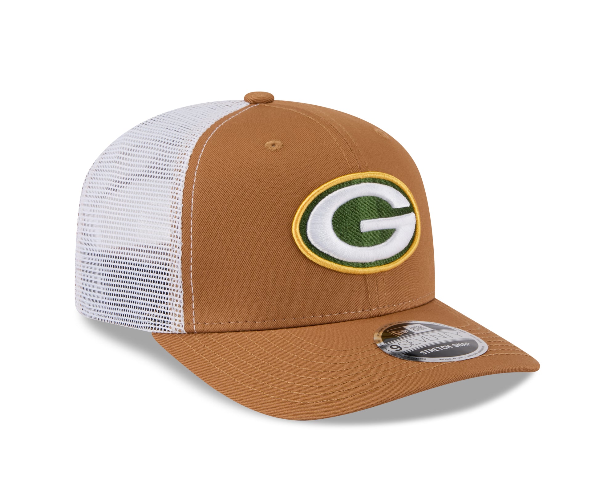 Neue Era Green Bay Packers 9SEVENTY Trucker Cap in Beige, Stretch-Snap, NFL, sportliches Cap-Design