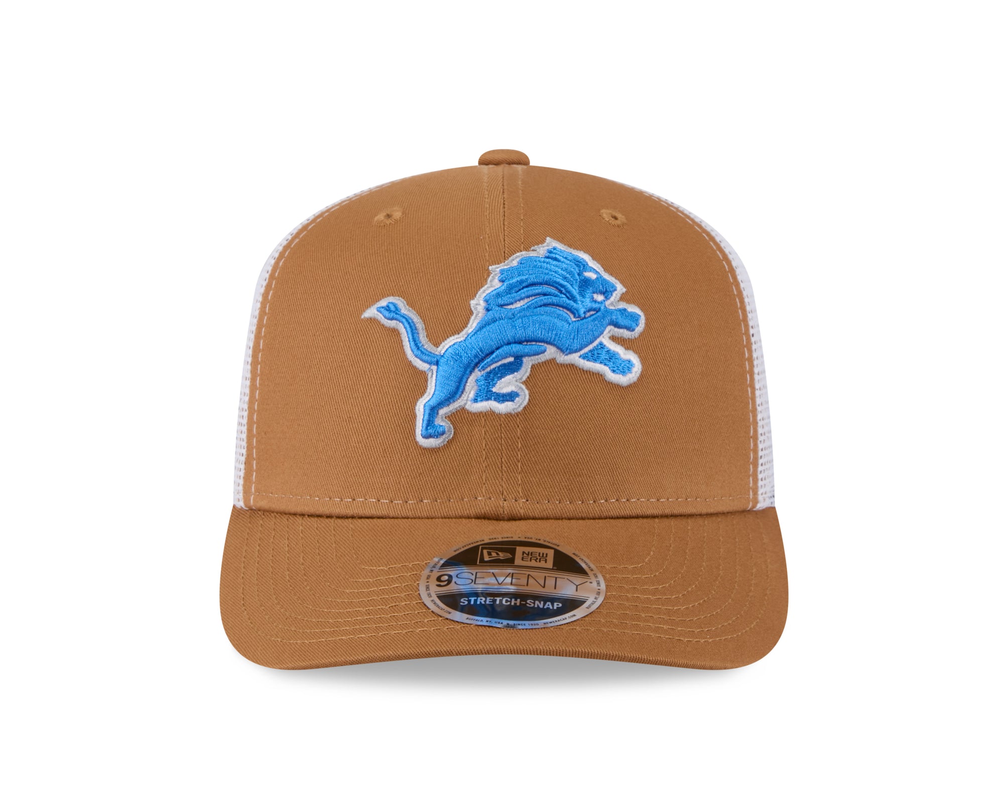Beige New Era Detroit Lions 9SEVENTY Stretch-Snap Trucker Cap mit NFL-Logo und gesticktem Team-Design