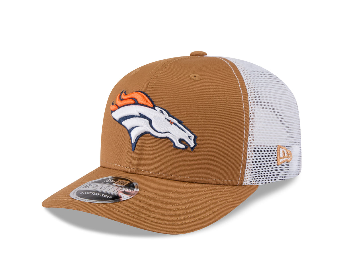 Beige New Era Denver Broncos 9SEVENTY Stretch-Snap Trucker Cap mit NFL-Logo und Mesh-Rückseite