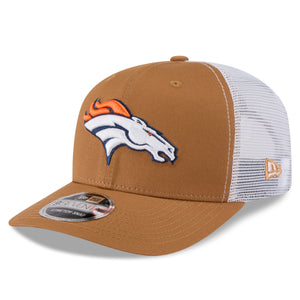Beige New Era Denver Broncos 9SEVENTY Stretch-Snap Trucker Cap mit NFL-Logo und Mesh-Rückseite