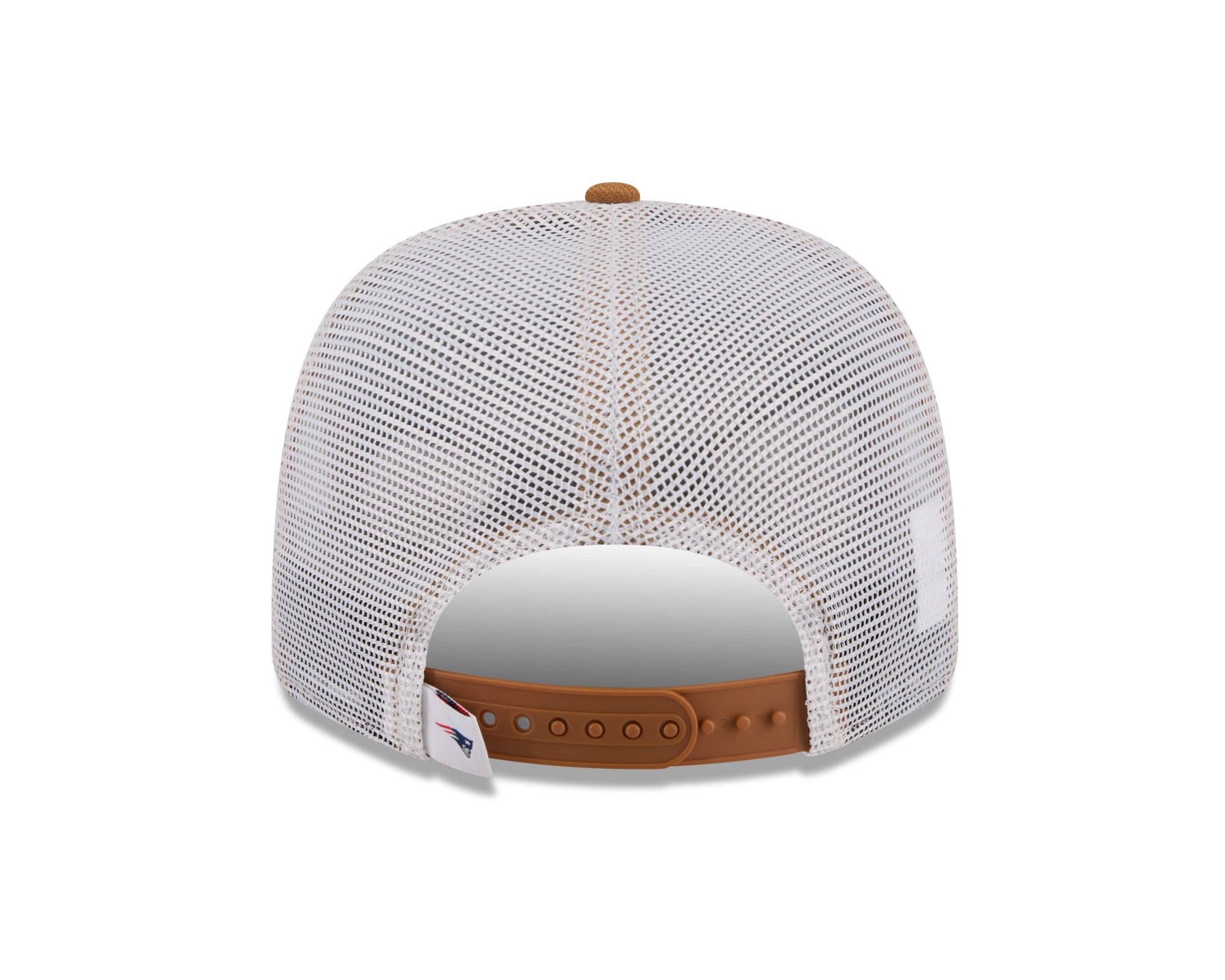 Neue England Patriots New Era 9SEVENTY Trucker Cap in Beige mit Stretch-Snap-Verschluss, NFL-Design, sportlich und komfortabel