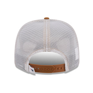 Neue England Patriots New Era 9SEVENTY Trucker Cap in Beige mit Stretch-Snap-Verschluss, NFL-Design, sportlich und komfortabel