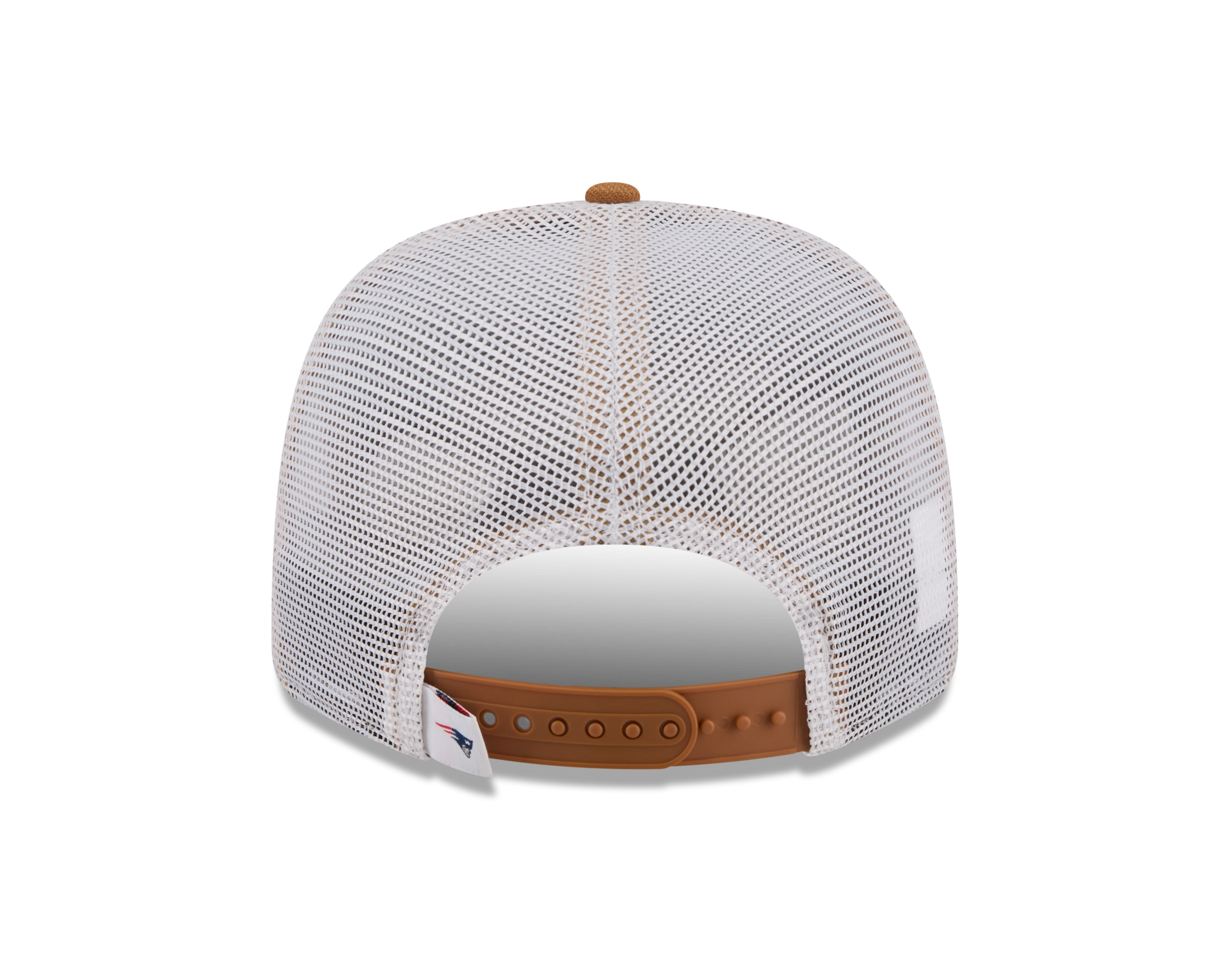 Neue England Patriots New Era 9SEVENTY Trucker Cap in Beige mit Stretch-Snap-Verschluss, NFL-Design, sportlich und komfortabel