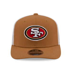 Beige New Era 49ers 9SEVENTY Trucker Cap mit Stretch-Snap-Verschluss, NFL Fanartikel, sportliche Baseballcap
