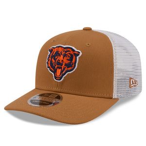 Neue Era Chicago Bears 9SEVENTY Stretch-Snap Trucker Cap in Beige, NFL-Fansportmütze mit Logo und strukturierter Vorderseite