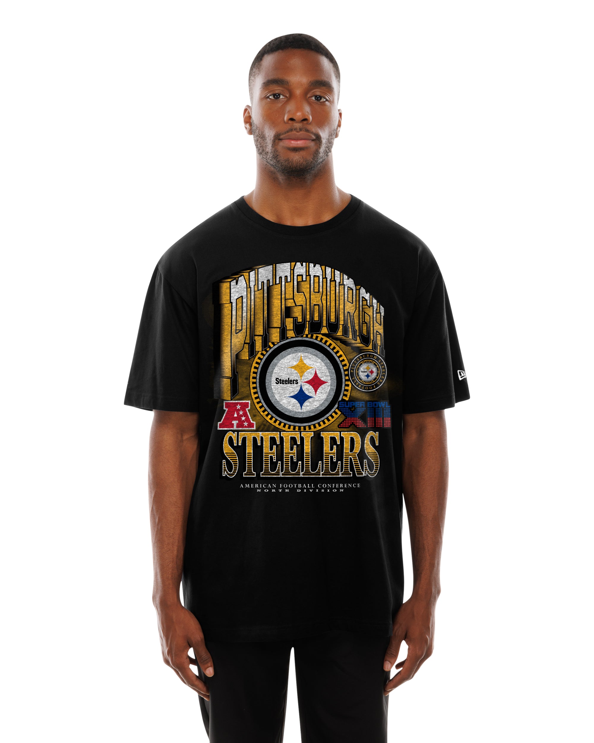 Pittsburgh Steelers New Era USA Collection Vintage Style NFL T-Shirt Schwarz