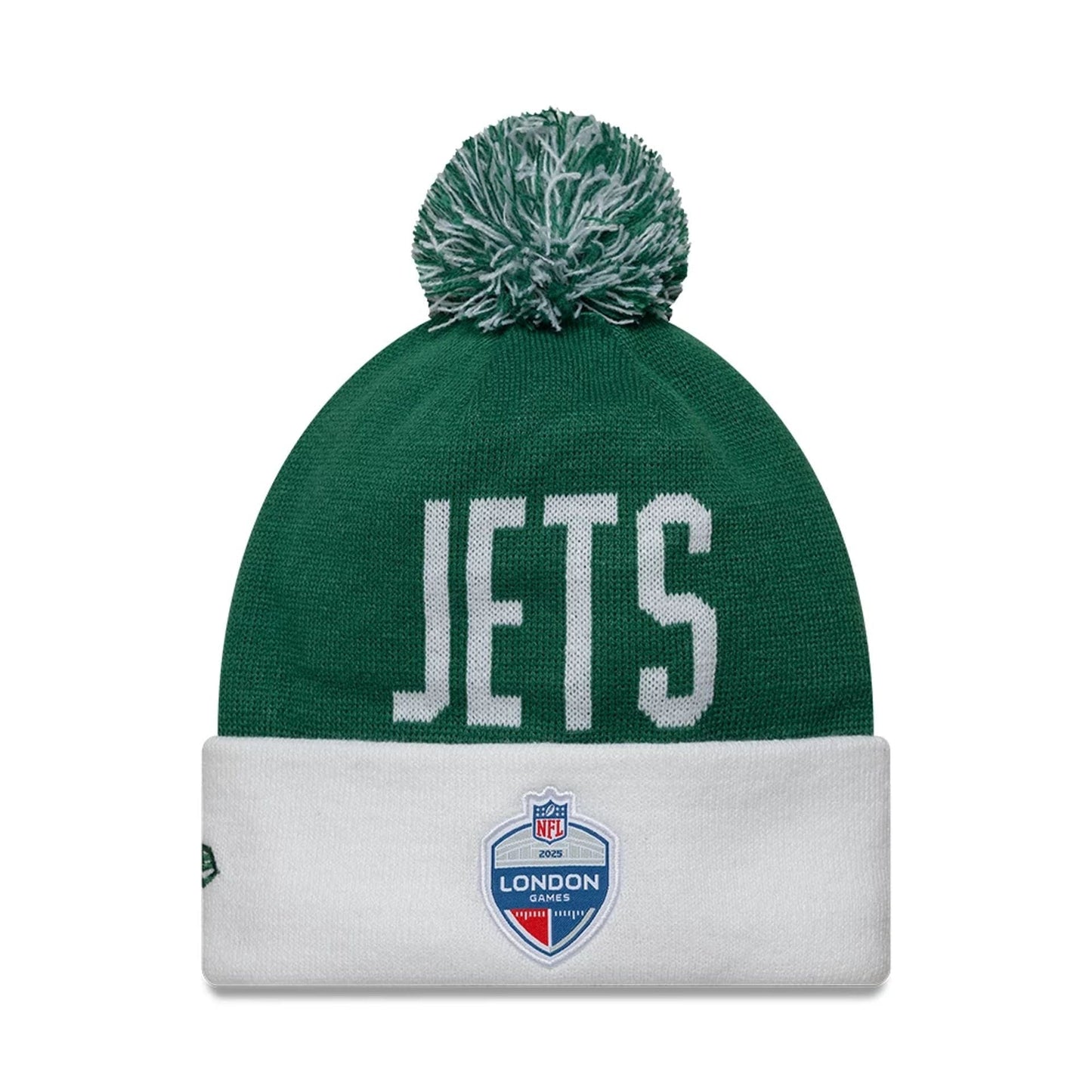 New York Jets New Era NFL London Games 2025 Cuff Knit Beanie Grün