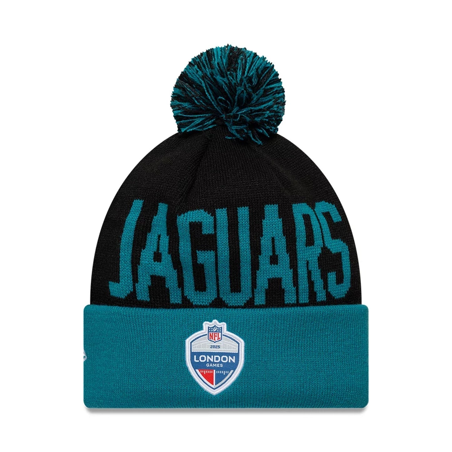 Jacksonville Jaguars New Era NFL London Games 2025 Cuff Knit Beanie Schwarz