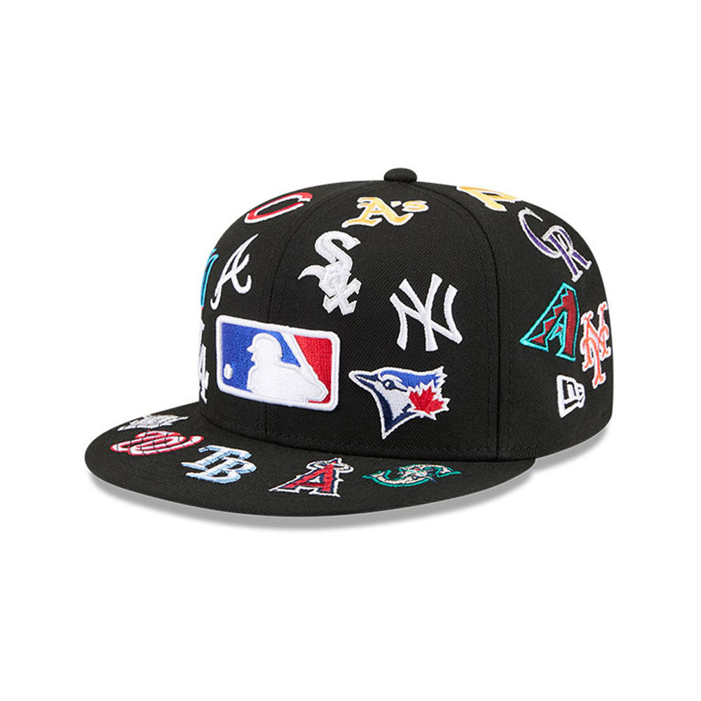 MLB Logo All Over Limited Edition New Era 59FIFTY Cap Schwarz - STADIUMDREAMS