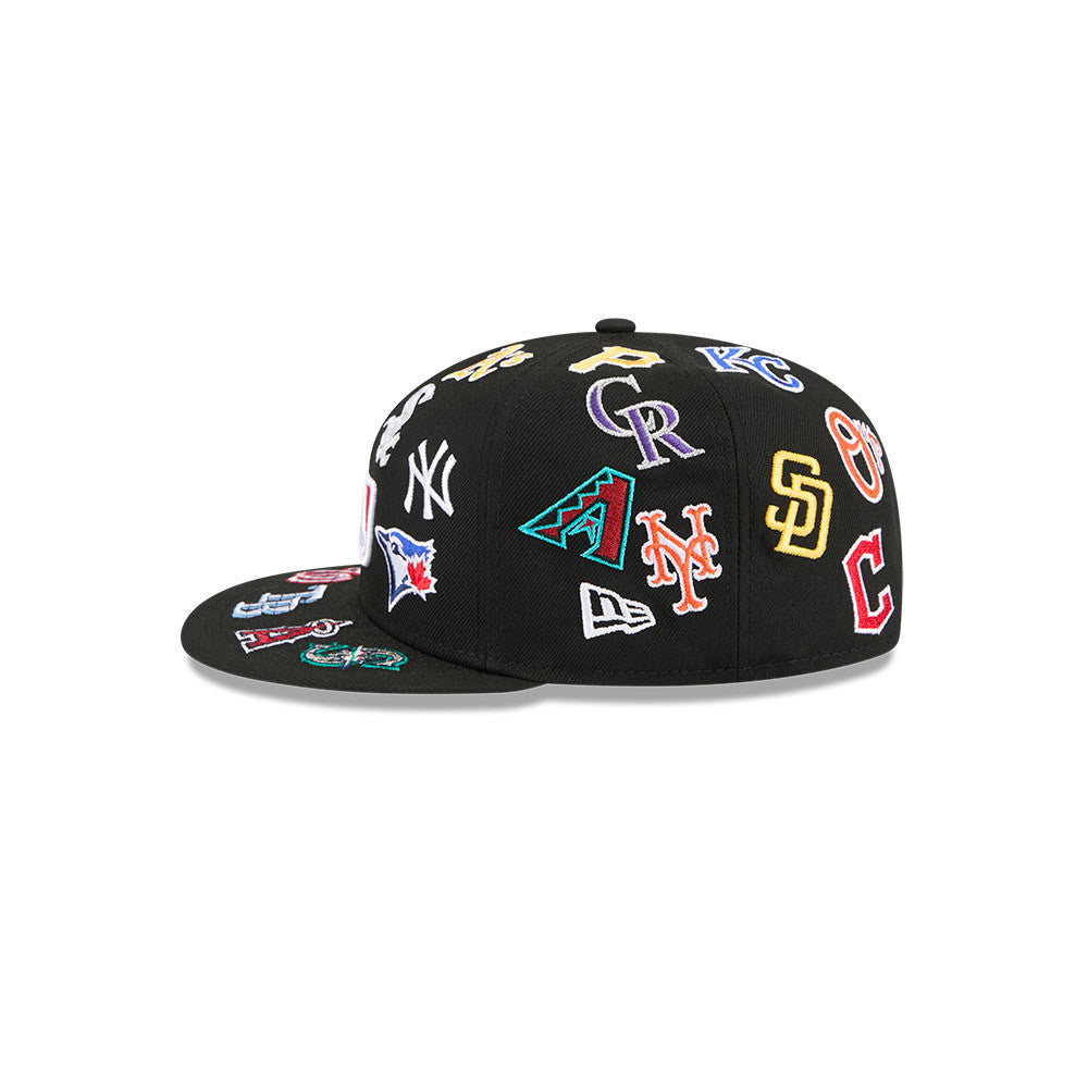 MLB Logo All Over Limited Edition New Era 59FIFTY Cap Schwarz - STADIUMDREAMS