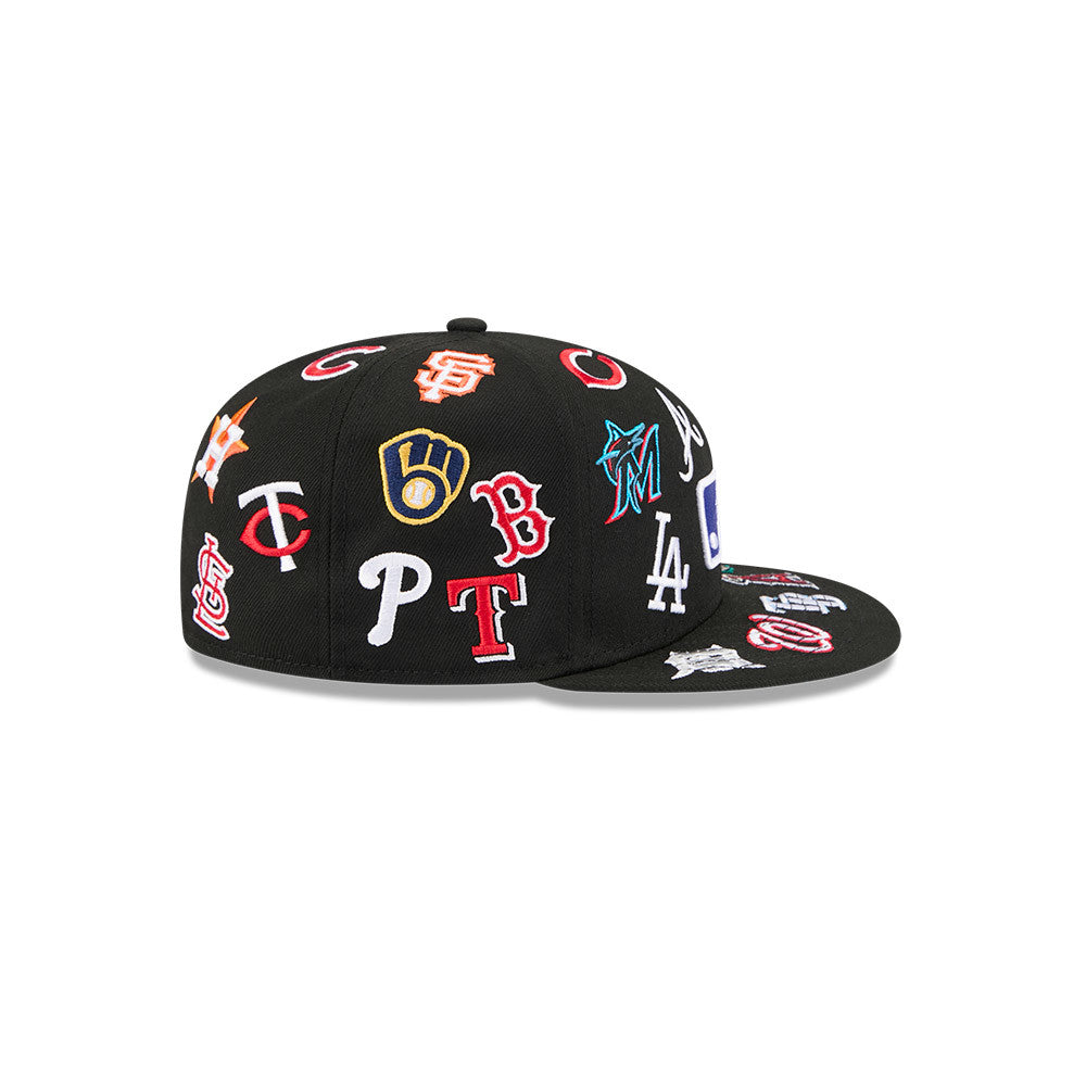 MLB Logo All Over Limited Edition New Era 59FIFTY Cap Schwarz - STADIUMDREAMS