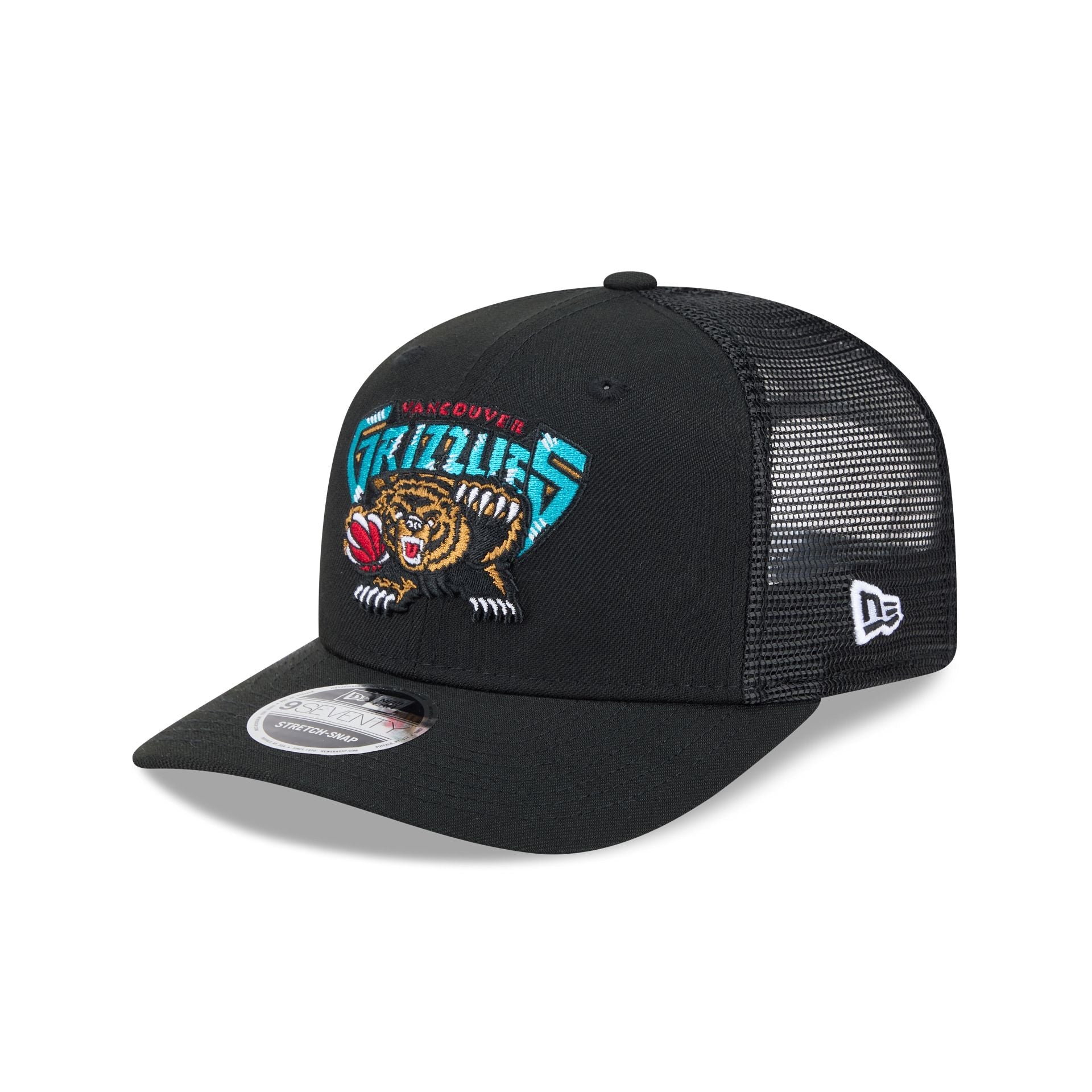 Vancouver Grizzlies New Era Hardwood Classic Trucker Mesh NBA Cap Schwarz