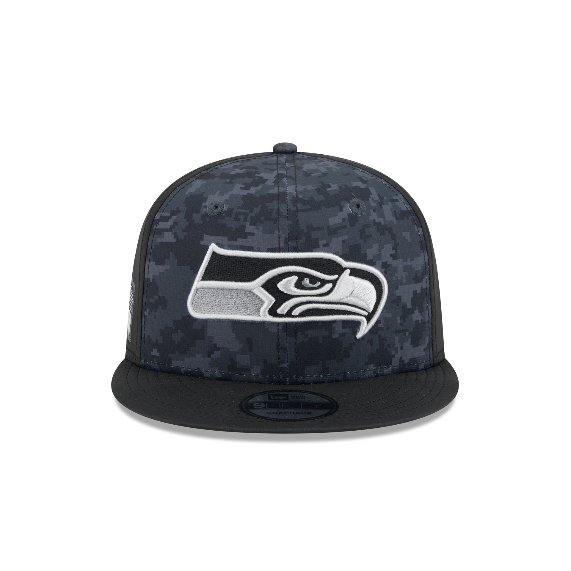 Seattle Seahawks New Era 2026 NFL Salute to Service 9FIFTY Snapback Cap Camouflage Schwarz