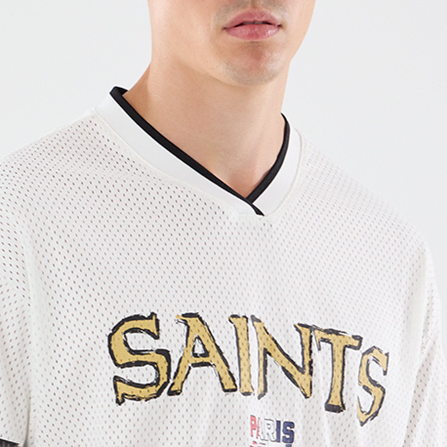 New Orleans Saints New Era 2026 Paris Game NFL Backprint Mesh Trikot Weiß