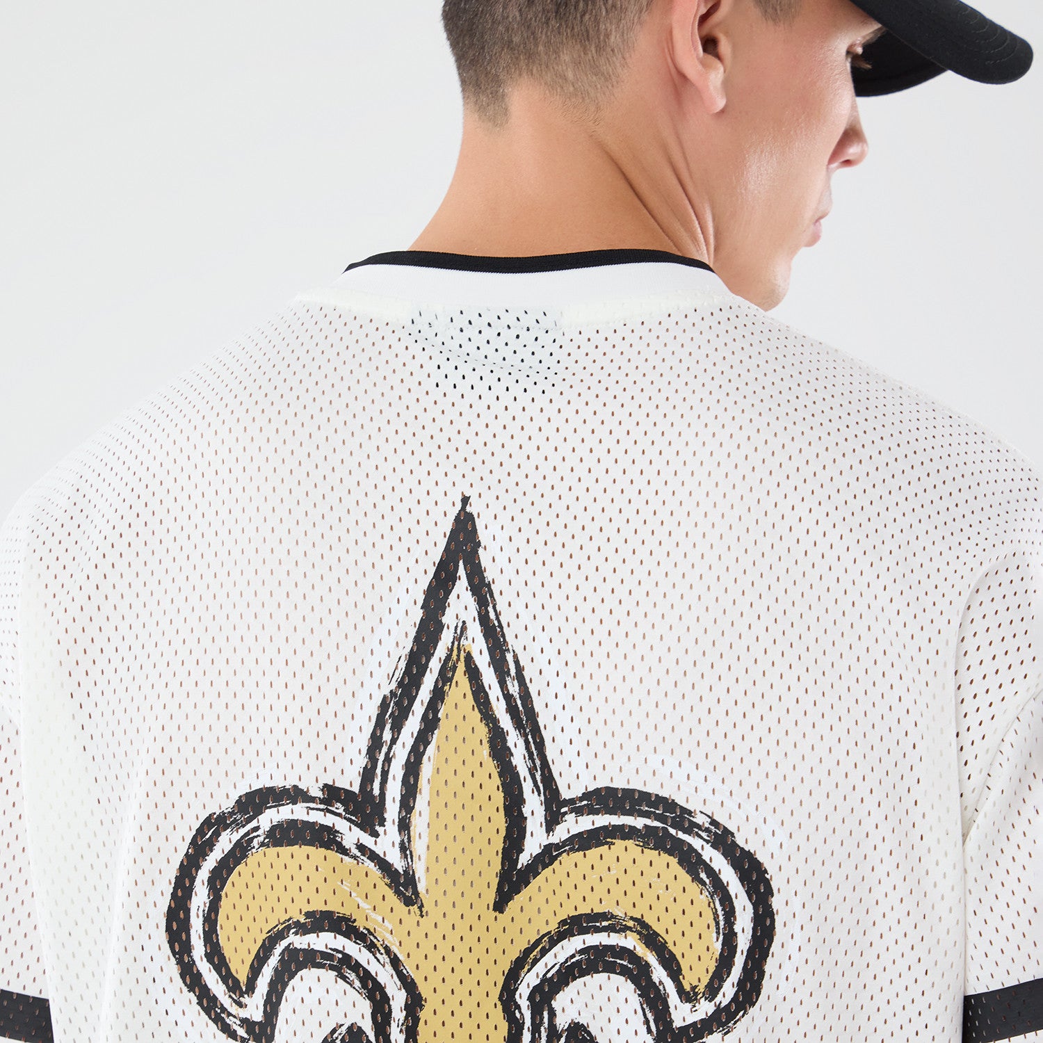 New Orleans Saints New Era 2026 Paris Game NFL Backprint Mesh Trikot Weiß