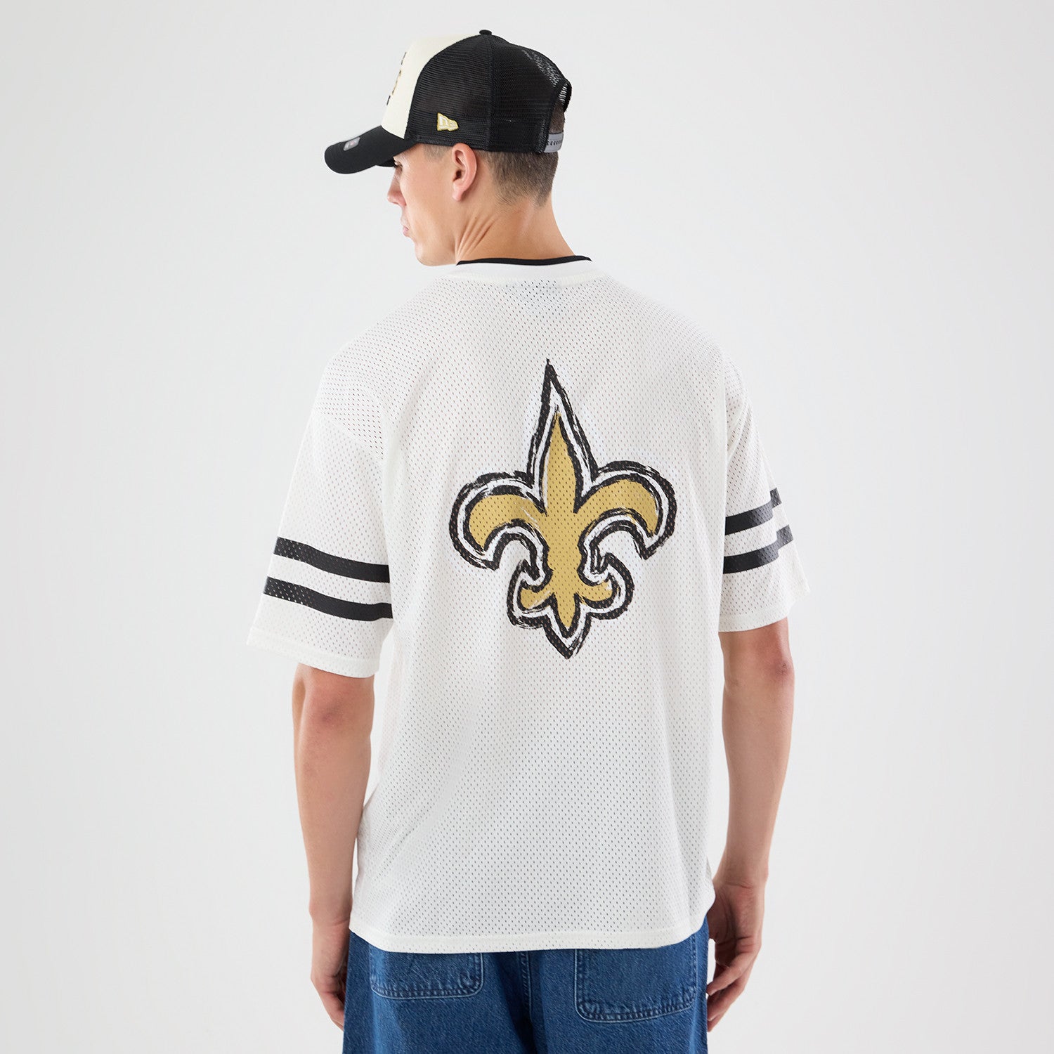 New Orleans Saints New Era 2026 Paris Game NFL Backprint Mesh Trikot Weiß