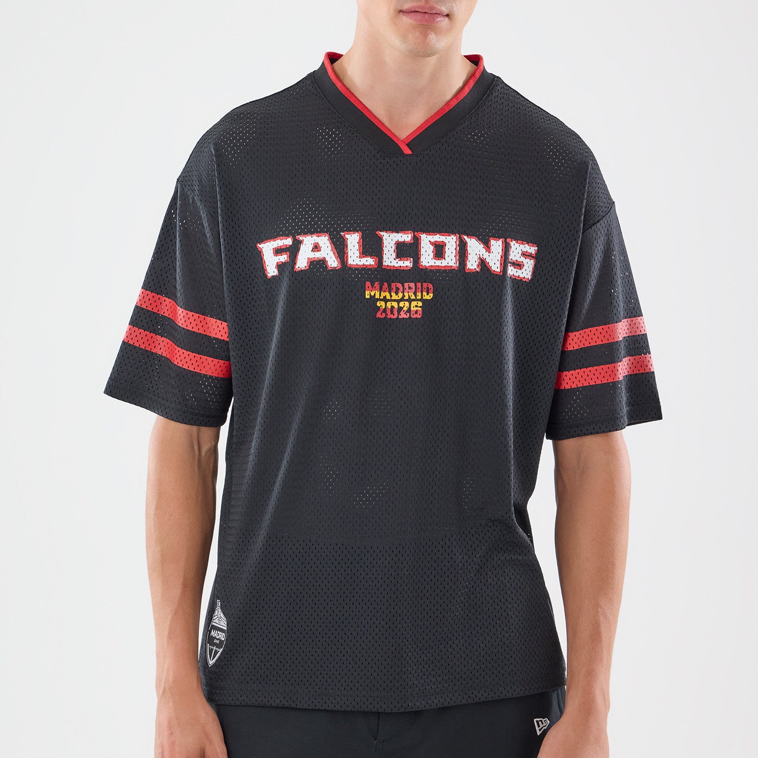Atlanta Falcons New Era 2026 Madrid Game NFL Backprint Mesh Trikot Schwarz