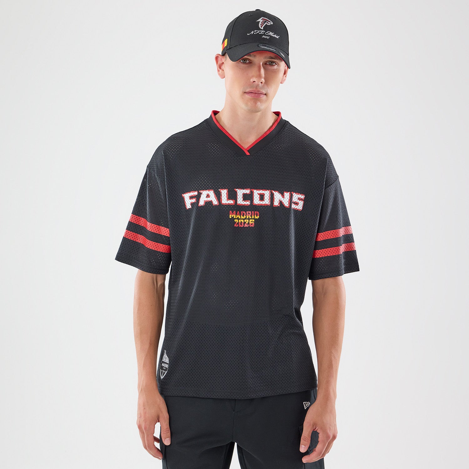 Atlanta Falcons New Era 2026 Madrid Game NFL Backprint Mesh Trikot Schwarz