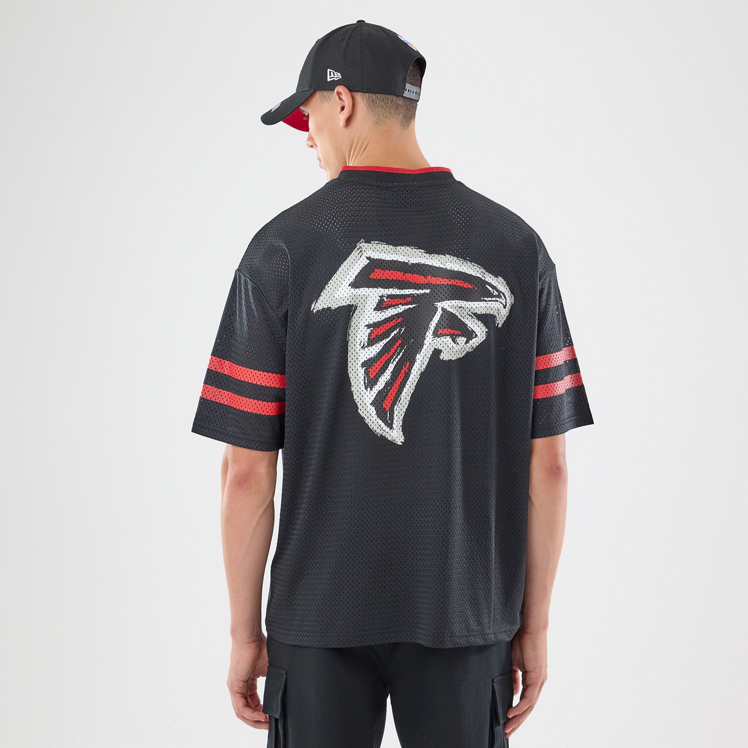 Atlanta Falcons New Era 2026 Madrid Game NFL Backprint Mesh Trikot Schwarz