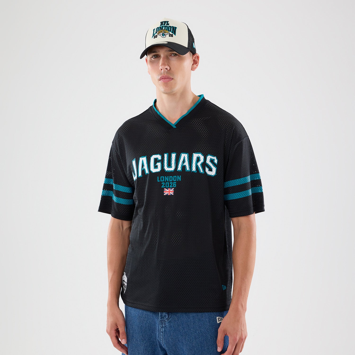 Jacksonville Jaguars New Era 2026 London Game NFL Backprint Mesh Trikot Schwarz