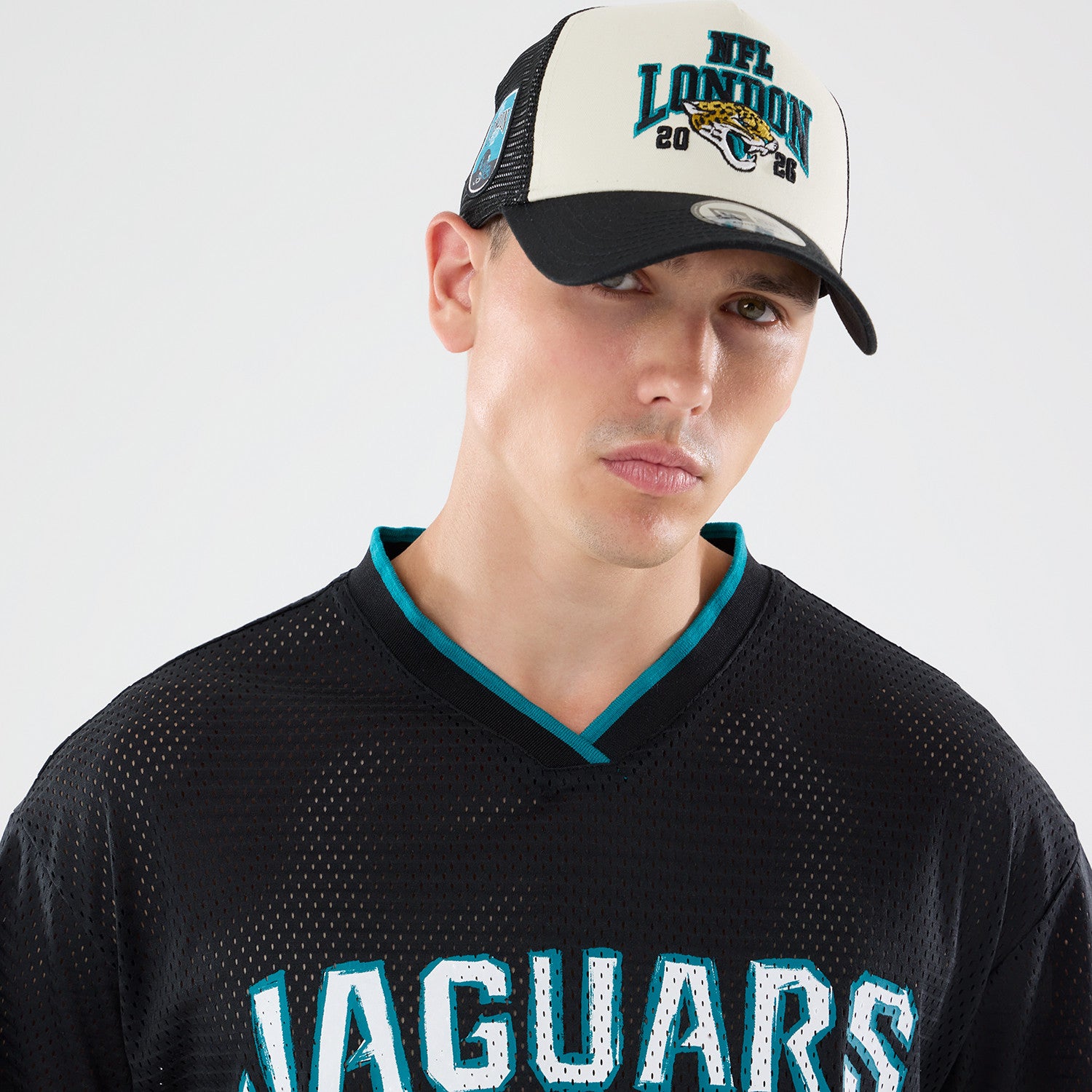 Jacksonville Jaguars New Era 2026 London Game NFL Backprint Mesh Trikot Schwarz