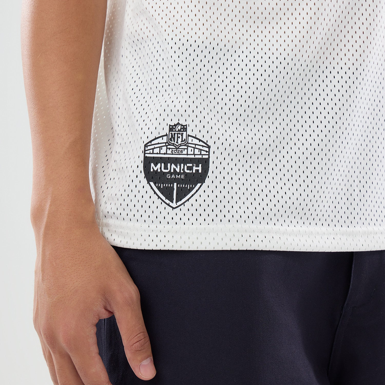 Detroit Lions New Era 2026 München Game NFL Backprint Mesh Trikot Weiß
