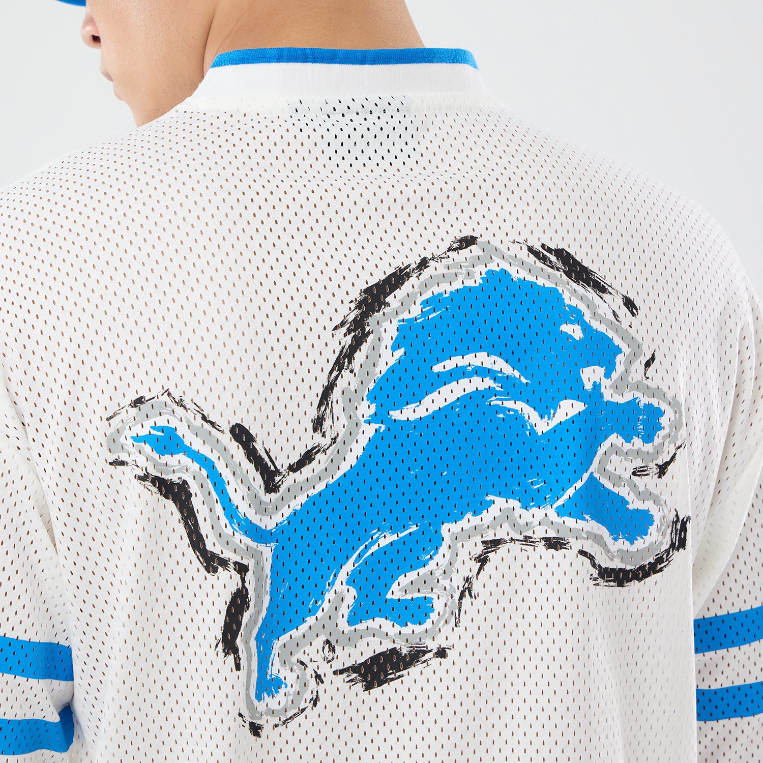 Detroit Lions New Era 2026 München Game NFL Backprint Mesh Trikot Weiß