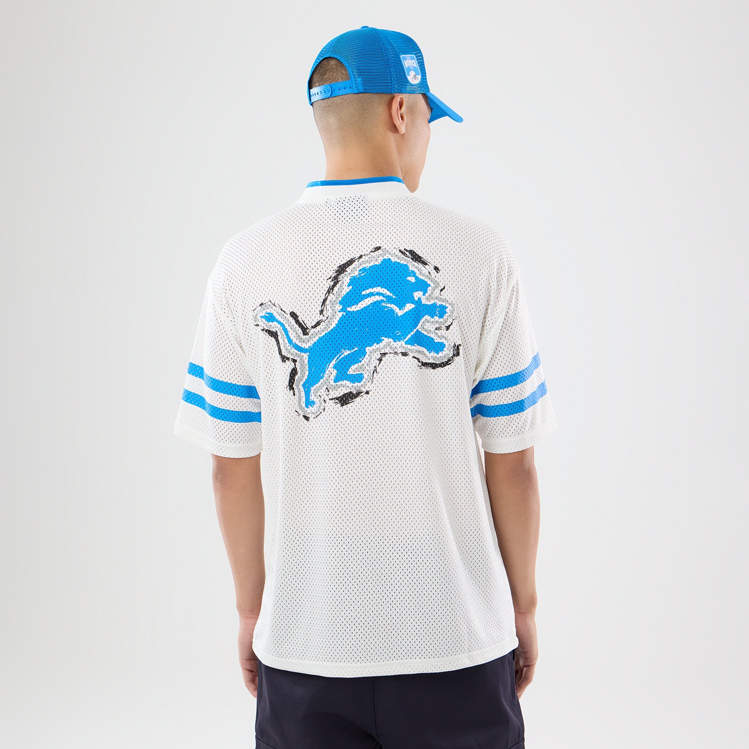Detroit Lions New Era 2026 München Game NFL Backprint Mesh Trikot Weiß