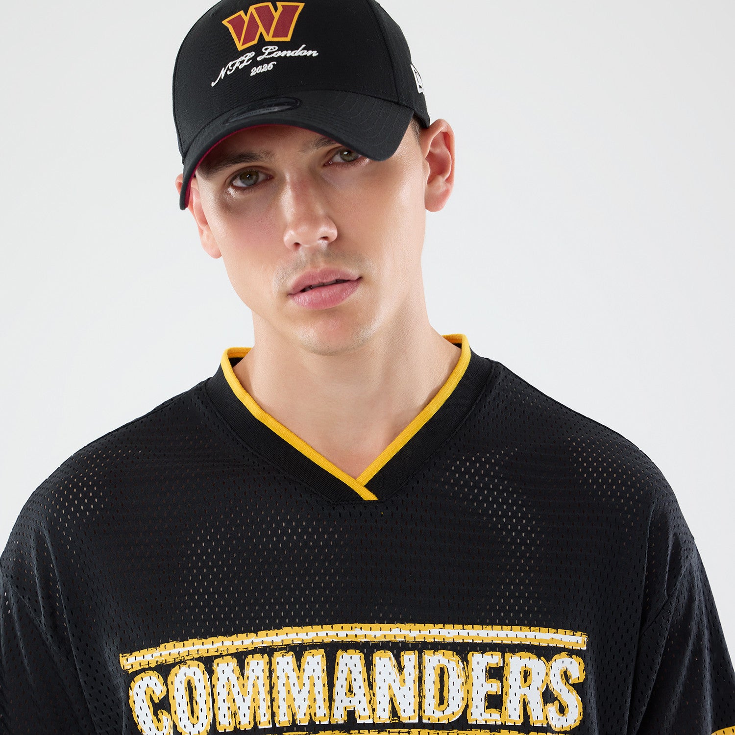 Washington Commanders New Era 2026 London Game NFL Backprint Mesh Trikot Schwarz