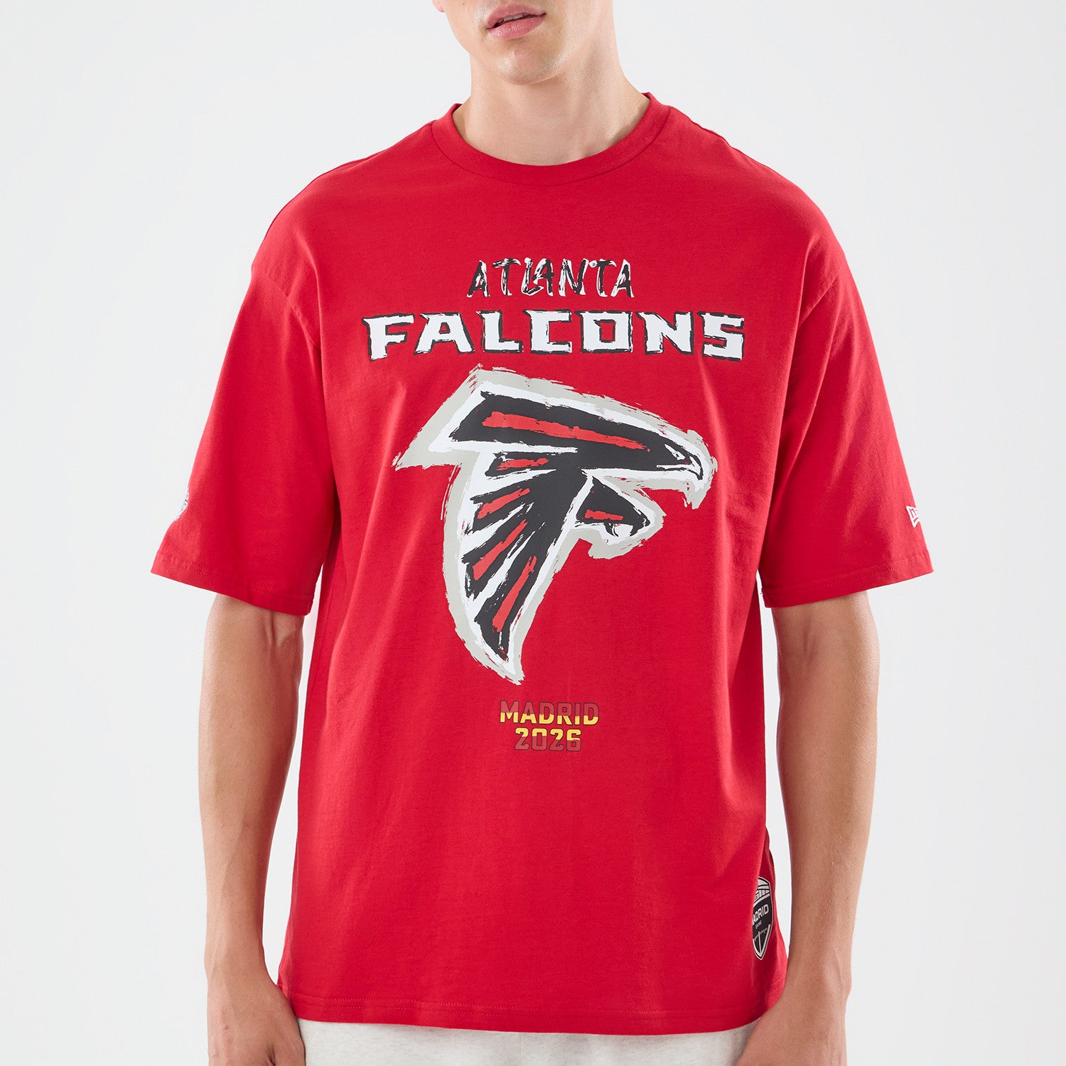 Atlanta Falcons New Era 2026 Madrid Game Backprint NFL T-Shirt Rot