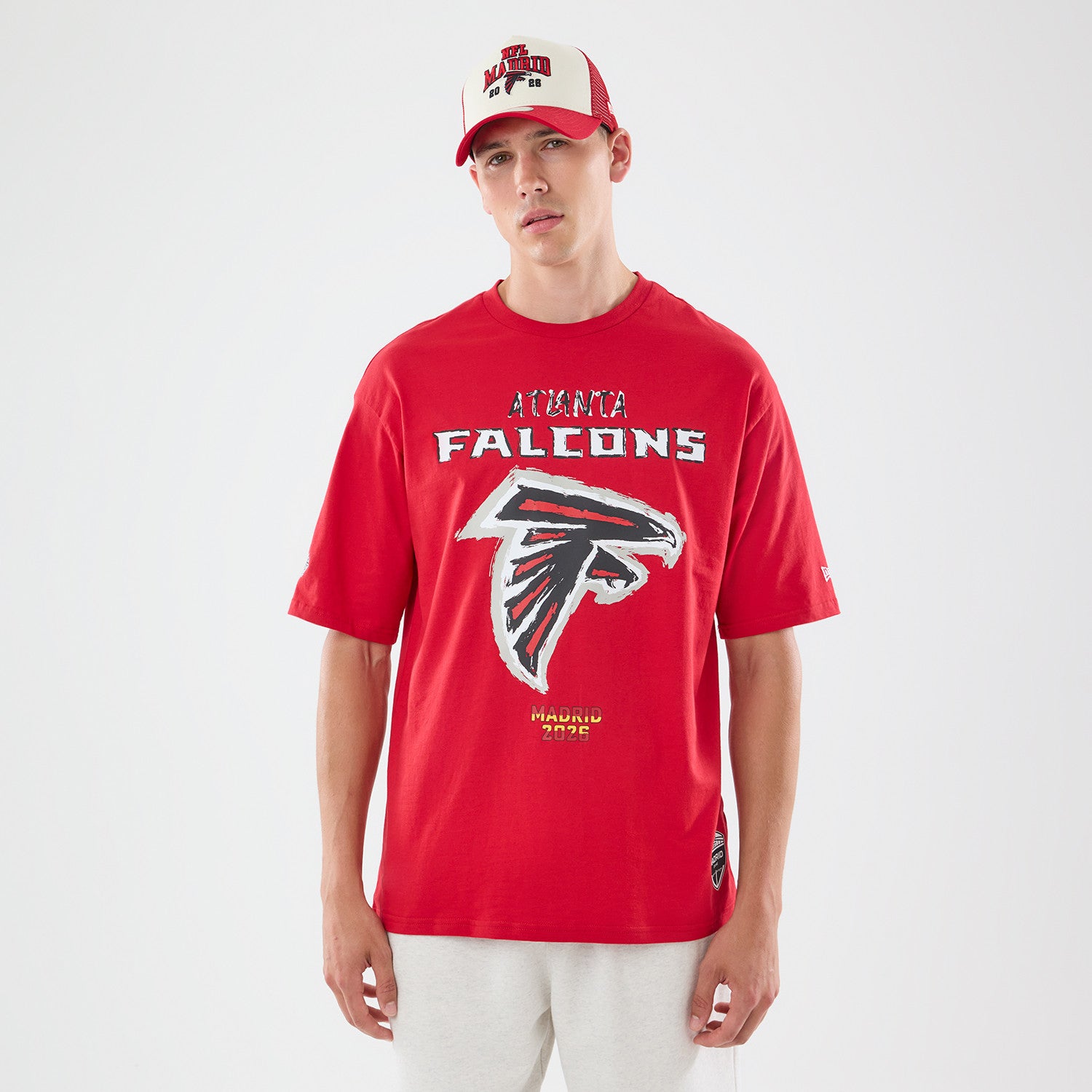 Atlanta Falcons New Era 2026 Madrid Game Backprint NFL T-Shirt Rot