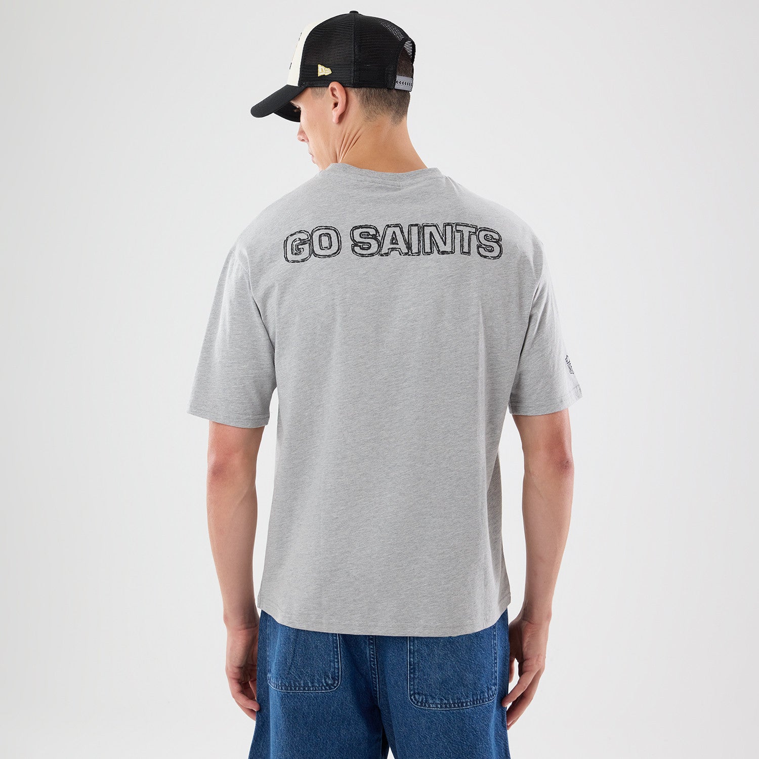 New Orleans Saints New Era 2026 Paris Game Backprint NFL T-Shirt Grau