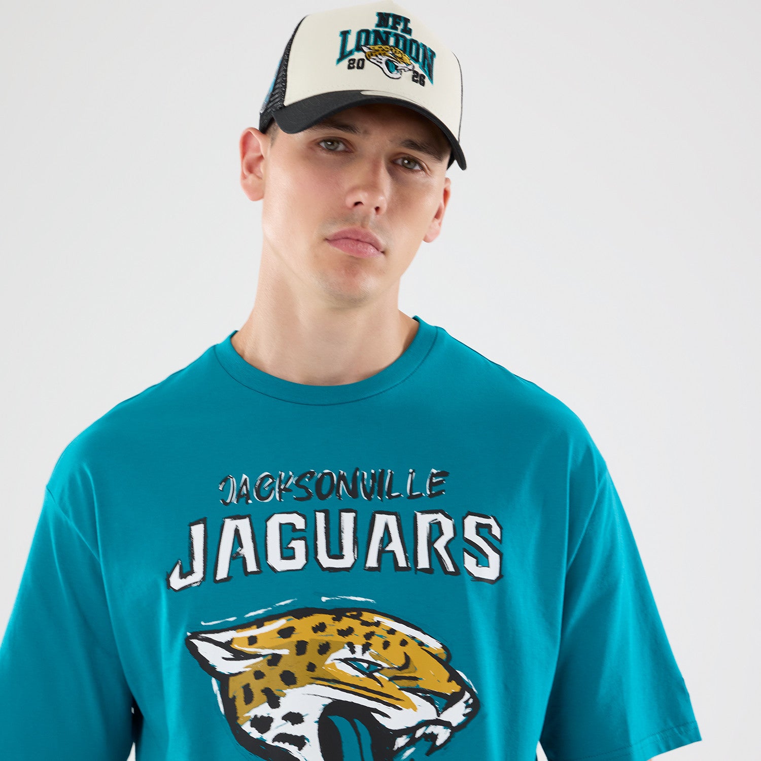 Jacksonville Jaguars New Era 2026 London Game Backprint NFL T-Shirt Türkis