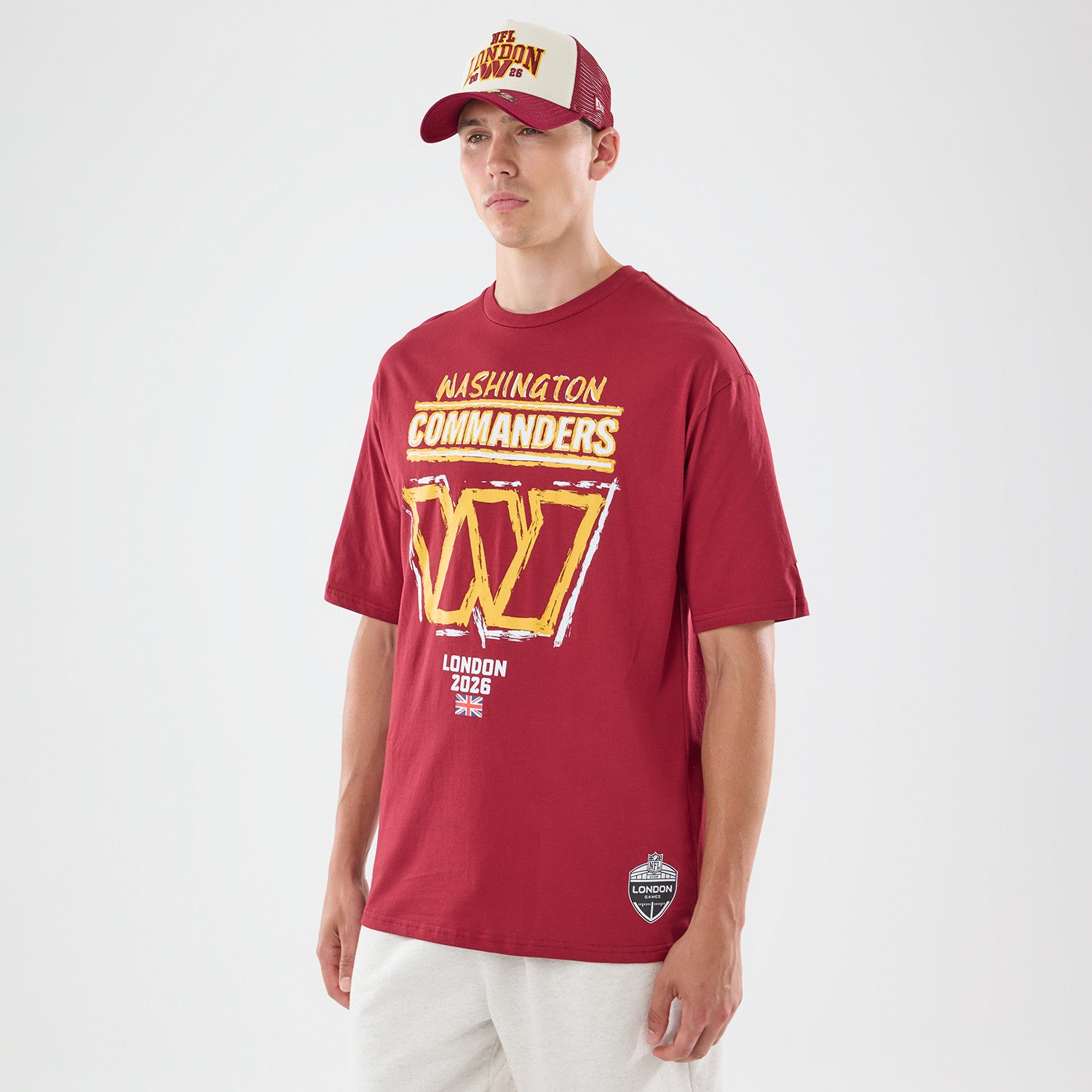 Washington Commanders New Era 2026 London Game Backprint NFL T-Shirt Rot
