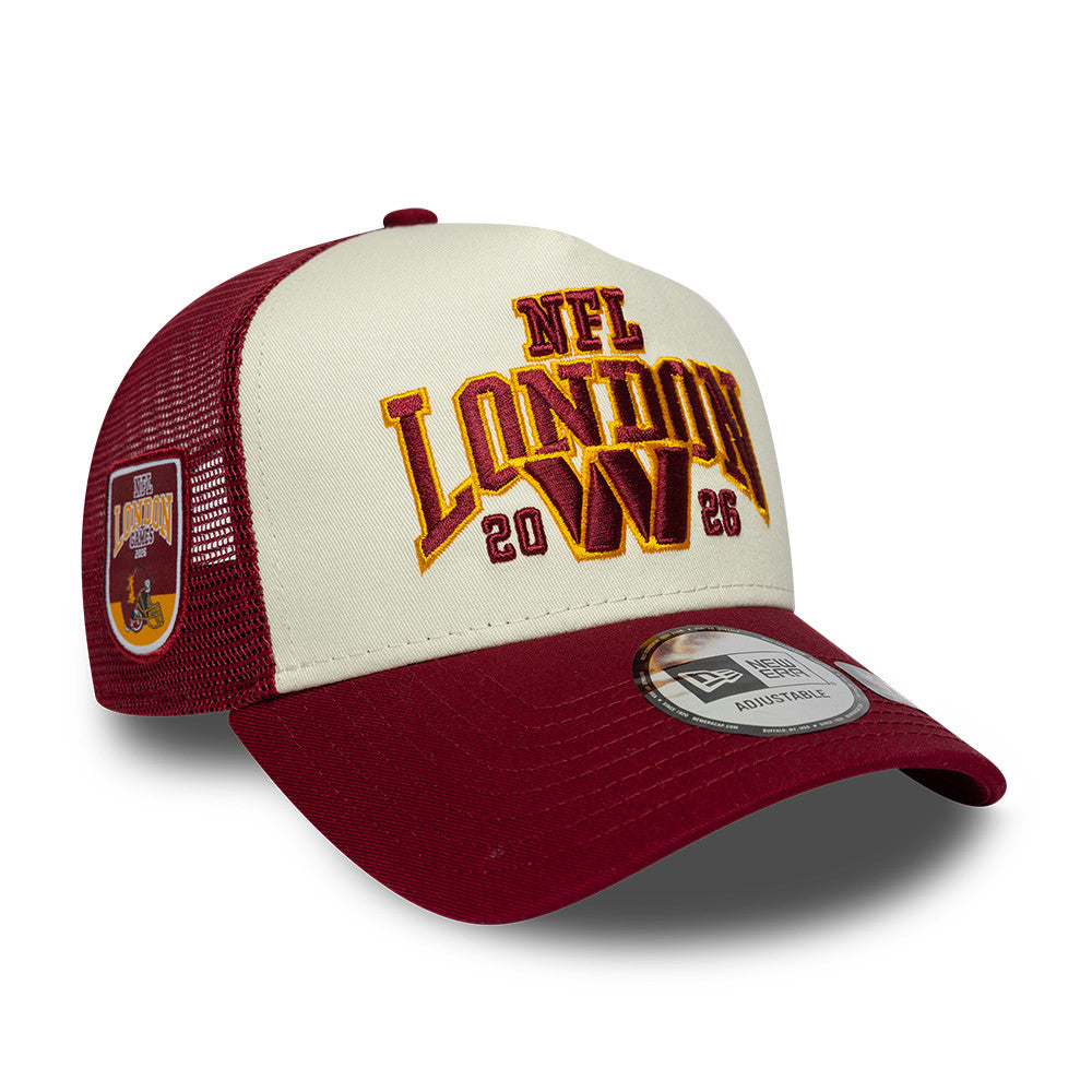 Washington Commanders New Era 2026 London Game 9FORTY A-Frame Trucker NFL Cap Rot